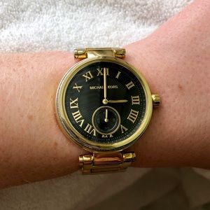 Michael Kors Accessories - MICHAEL KORS black and gold watch w/ crystal Michael Kors Accessories - MICHAEL KORS black and gold watch w/ crystal